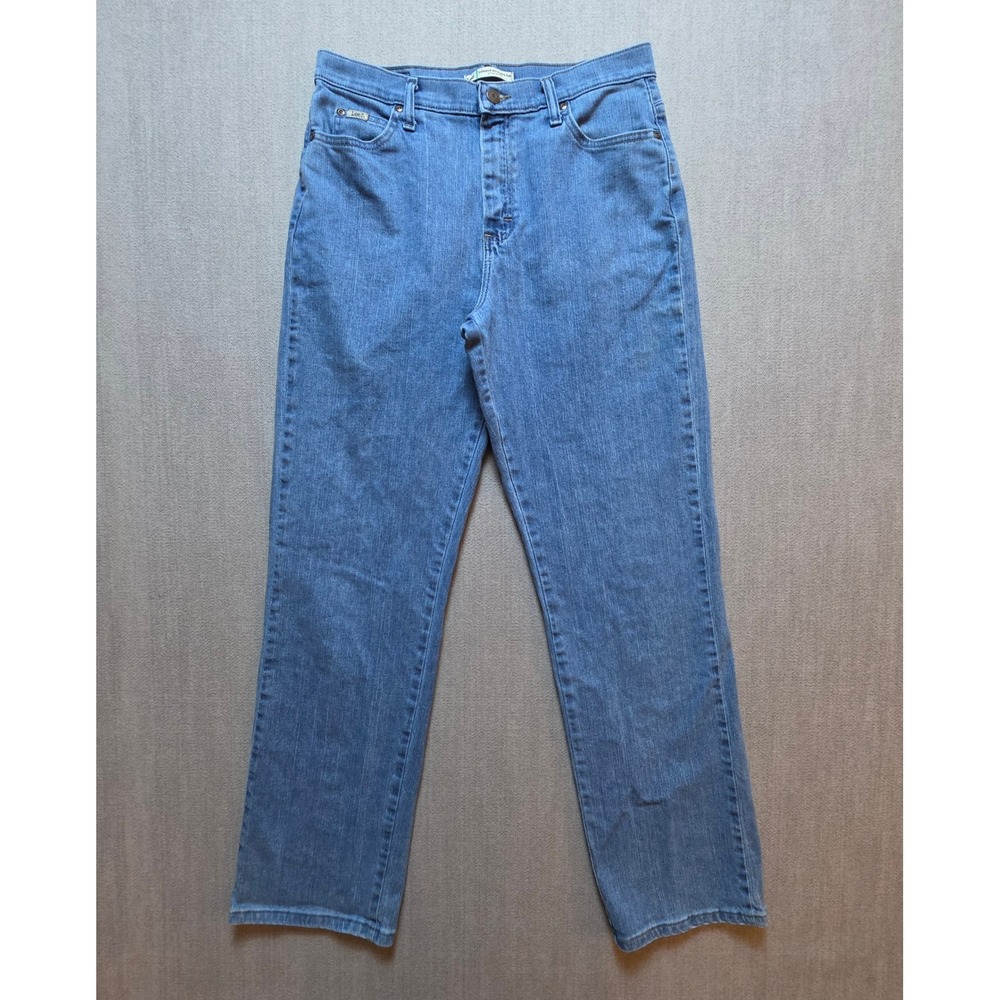 Lee Jeans Womens 10 Light Blue Relaxed Straight Leg High Rise Denim
